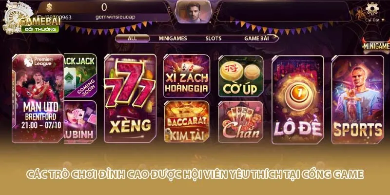Các trò chơi đỉnh cao được hội viên yêu thích tại cổng game